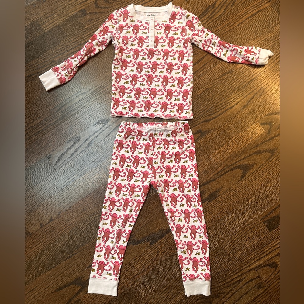 Girls size 4 Kids Roller Rabbit Pink Monkey print Pajamas